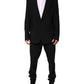 Black Cotton Single Breasted 2 Piece Suit