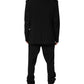 Black Cotton Single Breasted 2 Piece Suit