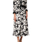 White Black Panda Print Flared Midi Dress