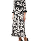 White Black Panda Print Flared Midi Dress