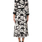 White Black Panda Print Flared Midi Dress