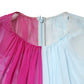 Fuchsia Light Blue Silk Two Tone Midi Dress