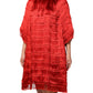 Red Silk Tiers Fringe Shift Knee Length Dress