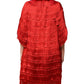 Red Silk Tiers Fringe Shift Knee Length Dress