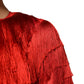 Red Silk Tiers Fringe Shift Knee Length Dress
