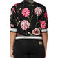 Black Floral Print Cotton Short Sleeves Top