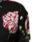 Black Floral Print Cotton Short Sleeves Top