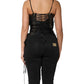 Black Eyelet Embellished Corset Style Top