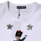 White Cotton Sequin Embellished Top T-shirt