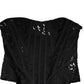 Black Strapless Floral Lace Bustier Cropped Top