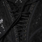 Black Strapless Floral Lace Bustier Cropped Top