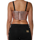 Pink Sequined Nylon Sleeveless Cropped Top