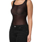 Black Nylon Sleeveless Round Neck Tank Top