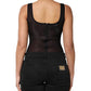 Black Nylon Sleeveless Round Neck Tank Top