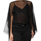 Black See Through Silk Chiffon Lace Blouse Top