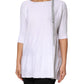 White Cotton Short Sleeves Round Neck Blouse Top