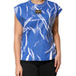 Blue White Cotton Logo Plaque Women Tank Top