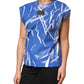 Blue White Cotton Logo Plaque Women Tank Top