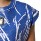 Blue White Cotton Logo Plaque Women Tank Top