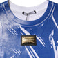 Blue White Cotton Logo Plaque Women Tank Top