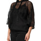 Black See Through Hooded Pullover Sweater