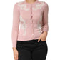 Pink Floral Lace Detailing Cardigan Sweater