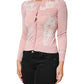 Pink Floral Lace Detailing Cardigan Sweater