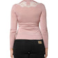 Pink Floral Lace Detailing Cardigan Sweater