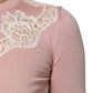 Pink Floral Lace Detailing Cardigan Sweater