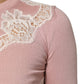 Pink Floral Lace Detailing Cardigan Sweater