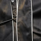 Black Silk Ascot Collared Button Blouse Top