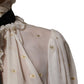 White Black Silk Long Sleeve Ascot Collar Top