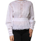 White Cotton Floral Lace Long Sleeves Top