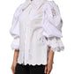 White Ruffled Lace Embellished Blouse Top