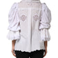 White Ruffled Lace Embellished Blouse Top