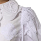 White Ruffled Lace Embellished Blouse Top