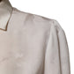 White Silk Long Sleeves Collared Shirt Top
