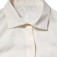 White Silk Long Sleeves Collared Shirt Top