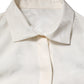 White Silk Long Sleeves Collared Shirt Top