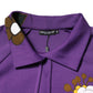 Purple Floral Print Cotton Long Sleeves Top