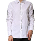 White Crystal Embellished Collared Shirt Top