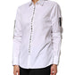 White Crystal Embellished Collared Shirt Top