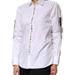White Crystal Embellished Collared Shirt Top