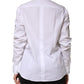 White Crystal Embellished Collared Shirt Top