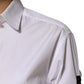 White Crystal Embellished Collared Shirt Top