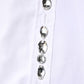 White Crystal Embellished Collared Shirt Top