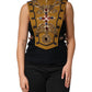 Yellow Crystal Cross Runway Vest Jacket Top
