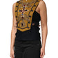 Yellow Crystal Cross Runway Vest Jacket Top