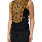 Yellow Crystal Cross Runway Vest Jacket Top