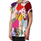 Multicolor Patchwork Cotton Silk Blouse Top